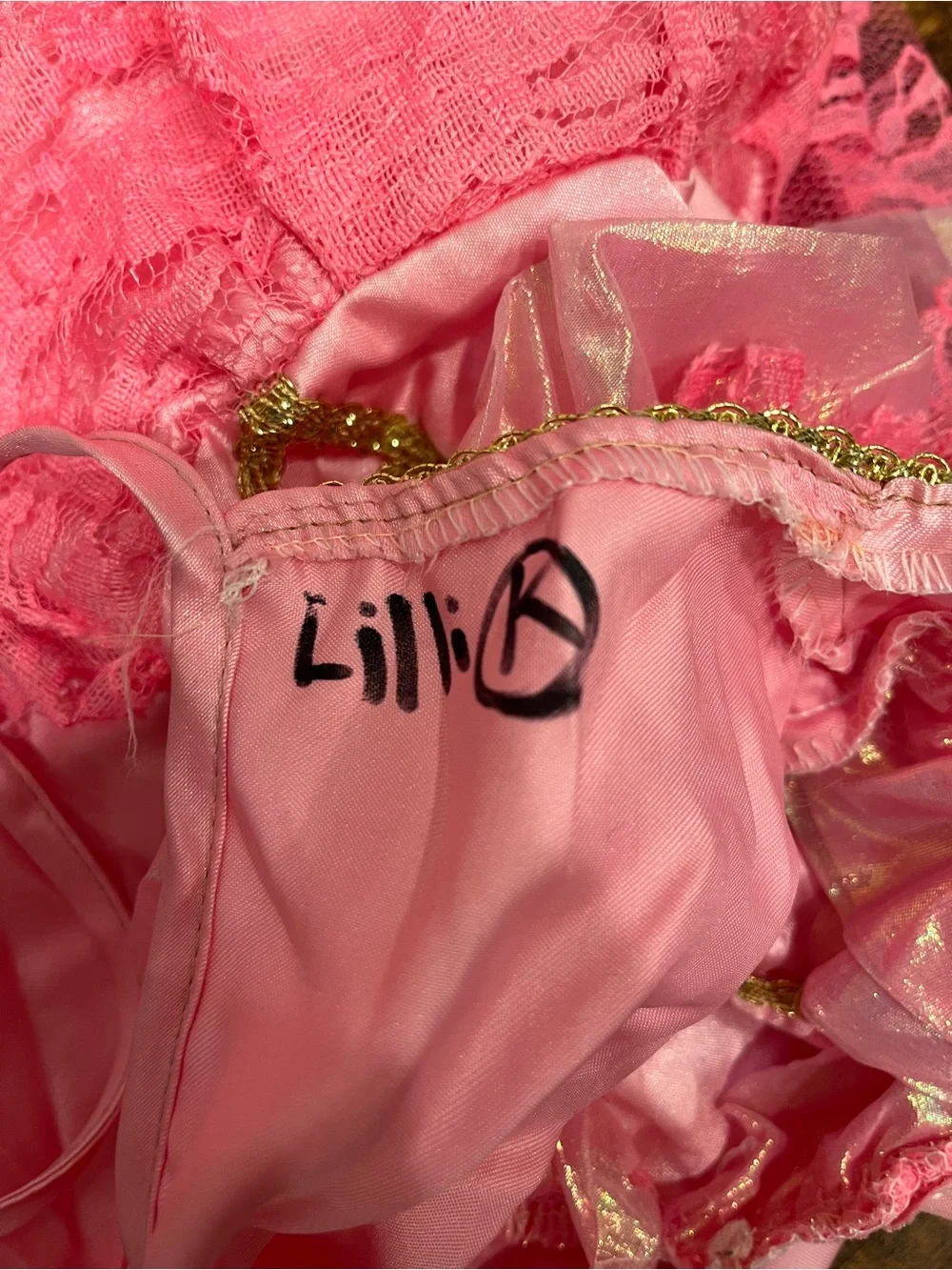 Rubie's Pink Princess Costume Dress with Gold Trim Accents - Picture 4 of 4